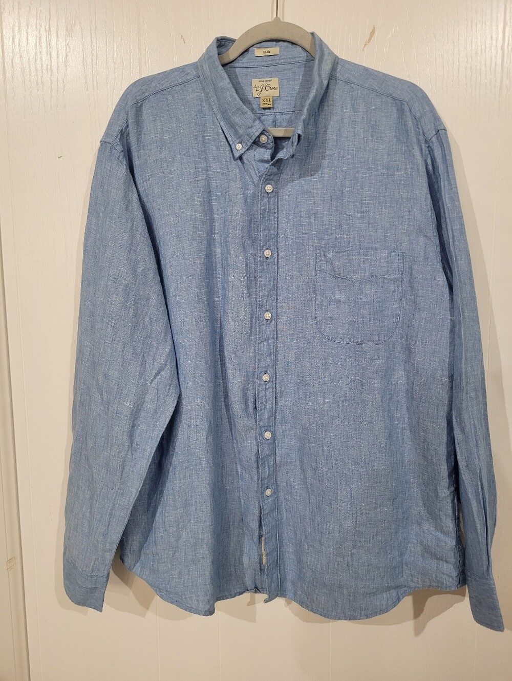 J. Crew Men's Baird McNutt Irish Linen Light Blue L/S Button-Down Shirt Sz XXL